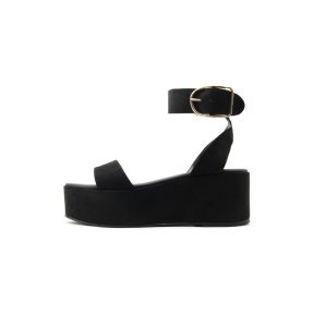 Σανδάλια I Athens TEXTILE LEATHER FLATOFRM SANDALS WOMEN