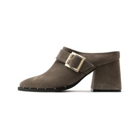 Mules I Athens SUEDE LEATHER HIGH HEEL MULES WOMEN